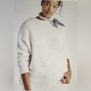 Madewell Stitchmix Pullover Sweater in Bright Ivory Wool Blend oversized Size M